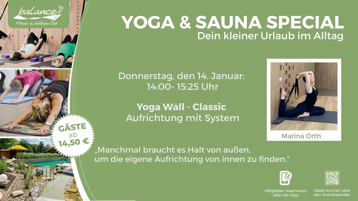 Yoga & Sauna Special: Yoga Wall - Classic mit Marina Orth im Balance Kassel am 14. Januar