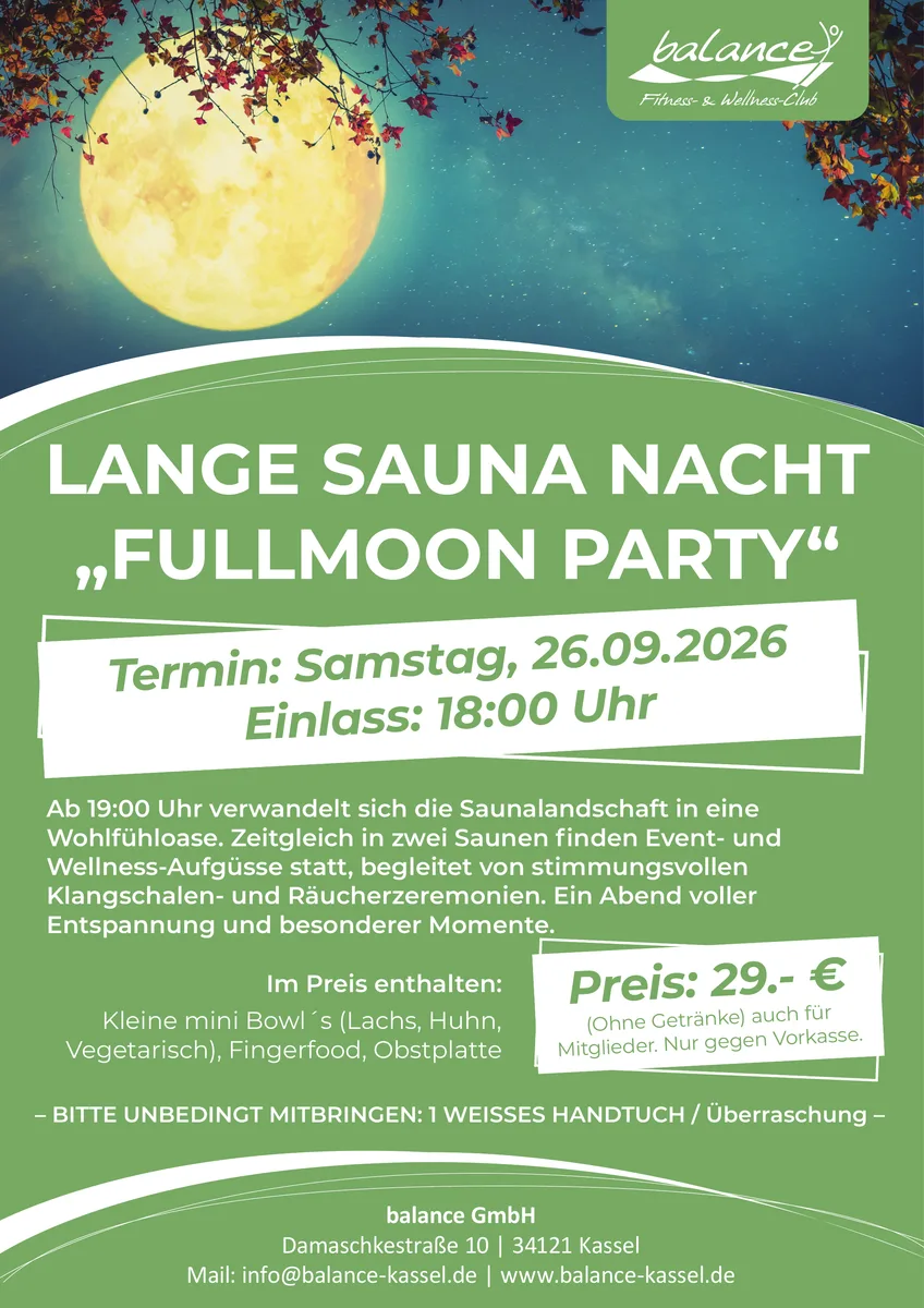 Lange Saunanacht „Fullmoon Party“