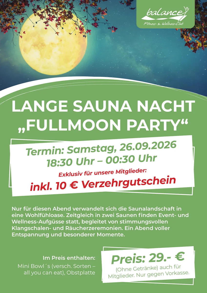 Lange Saunanacht „Fullmoon Party“