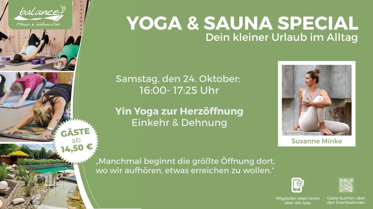 Yoga & Sauna Special: Yin Yoga zur Herzöffnung mit Susanne Minke im Balance Kassel