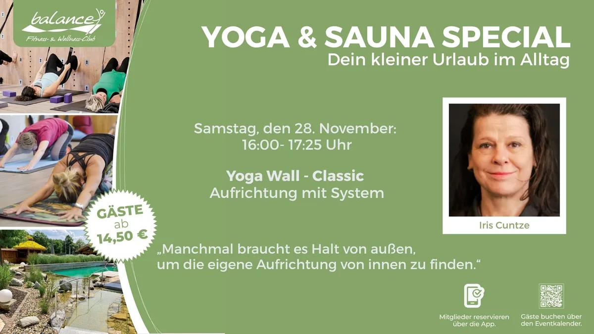 Yoga & Sauna Special: Yoga Wall - Classic mit Iris Cuntze im Balance Kassel